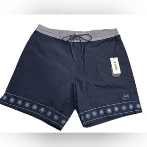 NWT Jetty Surf Co Glendola Navy Boardshorts Embroidered 7" Inseam Size 30